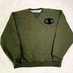 VTG Champion Y2K Olive Green Crewneck Sweatshirt Sz 3XL